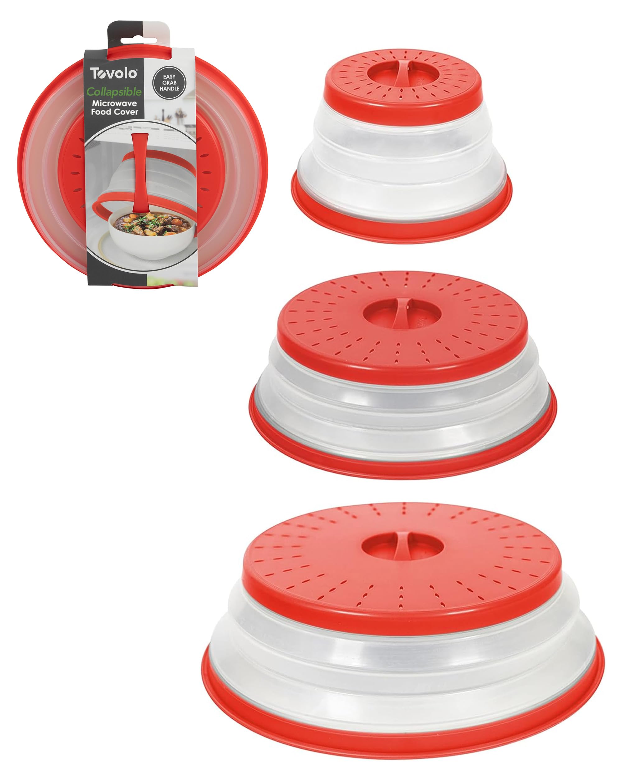 Tovolo Microwave Splatter Cover for Food, Medium (Charcoal) - Collapsible & Vented Silicone Splatter Guard Lid - Microwave Plate & Dish Cover with Handle - BPA-Free Kitchen Gadget for Meal Prep